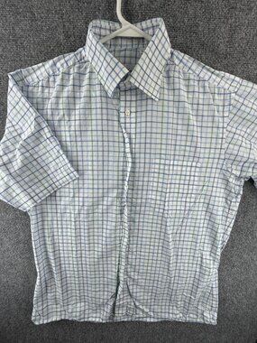Stenstroms Short Sleeve Cotton Medium Check Shirt Mens Button Up Pocket Spread